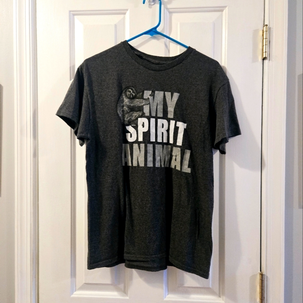 Gray Graphic Tee - Sloth Spirit Animal